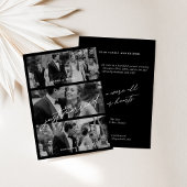 Chic Black Just Married Wedements Card