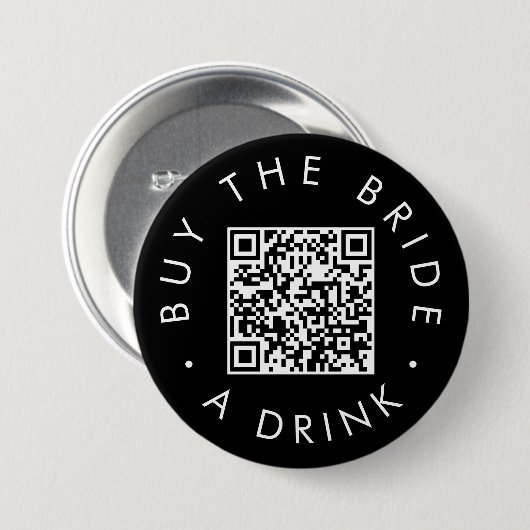 Chic Black kauft die Braut einen Drink QR Code Button (Vorne & Hinten)