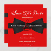 Chic Black Krawatte Gay Wedding Save the Date (Vorne/Hinten)