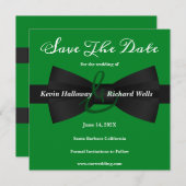Chic Black Krawatte Gay Wedding Save the Date (Vorne/Hinten)