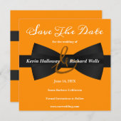 Chic Black Krawatte Gay Wedding Save the Date (Vorne/Hinten)