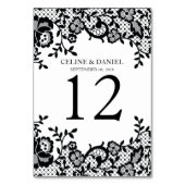 Chic Black Lace Personalisiert Wedding Tischnummer (Rückseite)