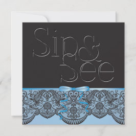 Chic Black Lace und Blue Side und See 2 Einladung