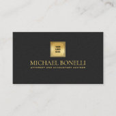 Chic Black Leather Business Logo Firmenname Visitenkarte (Vorderseite)
