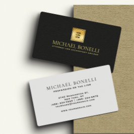 Chic Black Leather Business Logo Firmenname Visitenkarte