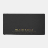 Chic Black Leather Masculine Elegante GOLD NAME Schreibtischunterlage (Vorderseite)