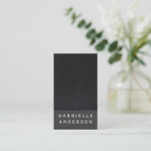Chic Black Leather mit fett Text Visitenkarte (Stehend Vorderseite)