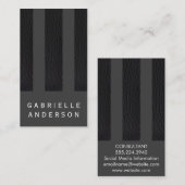 Chic Black Leather Stripes Visitenkarte (Vorne/Hinten)