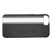 Chic Black Leather & White Racing Strip Case-Mate iPhone Hülle (Rückseite (Horizontal))
