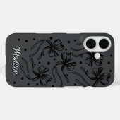 chic black light grey coquette bows monogram Case-Mate iPhone hülle (Rückseite (Horizontal))