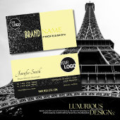 Chic Black Light Yellow Glitter Stars and Logo Visitenkarte