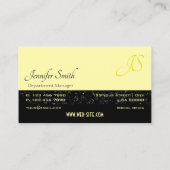 Chic Black Light Yellow Glitter Stars und Monogram Visitenkarte (Rückseite)