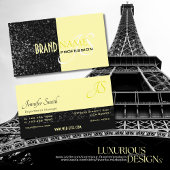 Chic Black Light Yellow Glitter Stars und Monogram Visitenkarte