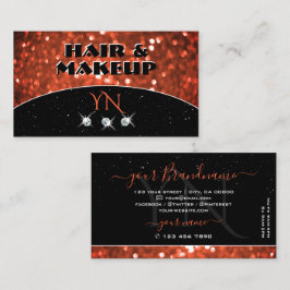 Chic Black Lmon Orange Sparkle Glitzer Monogram Visitenkarte