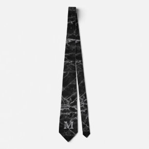 Chic Black Marble Muster Moderne Monogram Krawatte