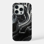 Chic Black Marble Personalisiert iPhone Case Hülle (Rückseite)