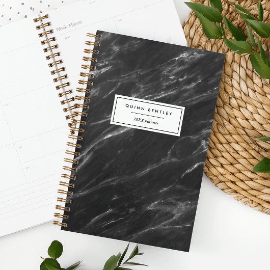 Chic Black Marble Personalisiert Planer