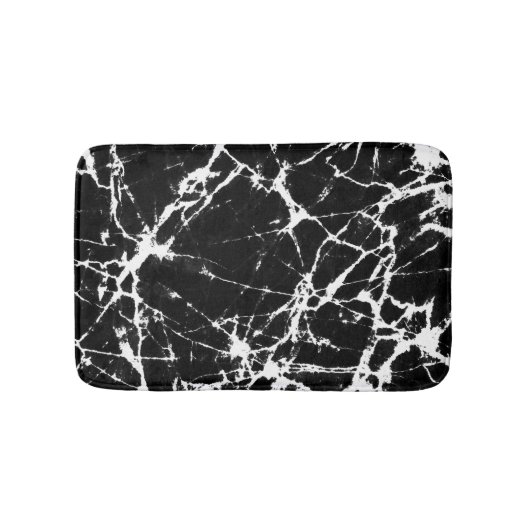 Chic Black Marble Textur Weißkörner Akzent Badematte (Vorderseite)