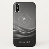 Chic Black Metallic Luxury Monogram Case-Mate iPhone Hülle (Rückseite)
