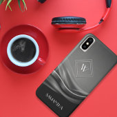 Chic Black Metallic Luxury Monogram Case-Mate iPhone Hülle