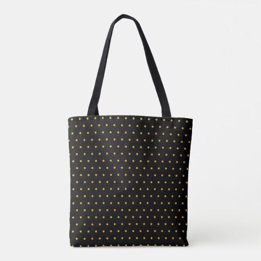 Chic Black mit Metallic Gold Dot Pattern Medium Tasche (Rückseite)