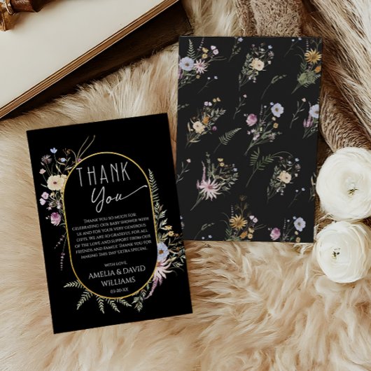 Chic Black Modern Baby Dusche Dankeskarte