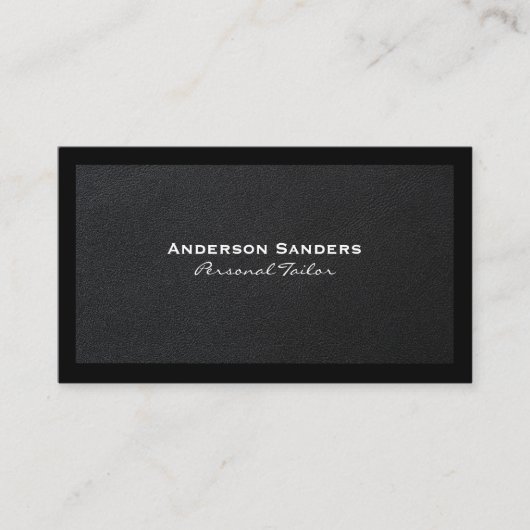 Chic Black Modern | Lux Führungskraft Leather Visitenkarte (Vorderseite)