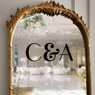 Chic Black Monogram Ampersand Art Deco Wedding Fensteraufkleber