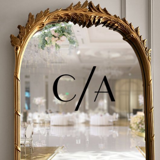 Chic Black Monogram Art Deco Briefing Wedding Fensteraufkleber