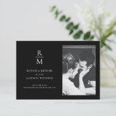 Chic Black Monogram Wedding Save the Date Foto (Stehend Vorderseite)