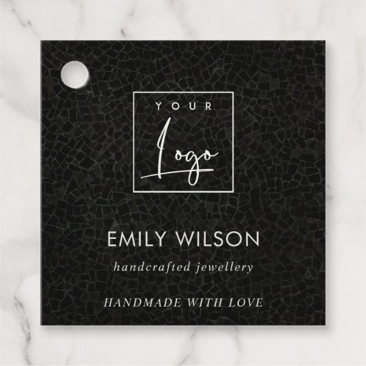 Chic Black Mosaic Jewelry Logo Branding Business Geschenkanhänger (Vorderseite)