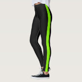 Chic Black Neon Green Side Panel Leggings (Links)