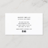 Chic Black Ocean Corean Corner Interieur Visitenkarte (Rückseite)