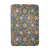 Chic Black Pattern with Colorful Floral  Badematte (Vorderseite Vertikal)