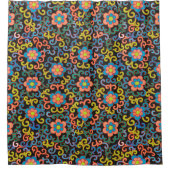 Chic Black Pattern with Colorful Floral  Duschvorhang (Vorderseite)