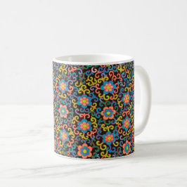 Chic Black Pattern with Colorful Floral  Kaffeetasse