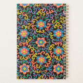 Chic Black Pattern with Colorful Floral  Planer (Rückseite)