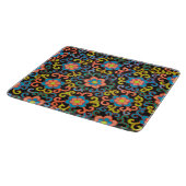 Chic Black Pattern with Colorful Floral  Schneidebrett (Ecke)