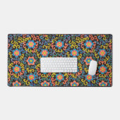 Chic Black Pattern with Colorful Floral  Schreibtischunterlage (Tastatur & Maus)