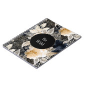 Chic Black Peach White Floral Leopard Tier Notizblock (Linke Seite)