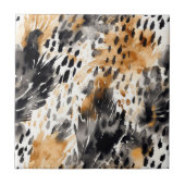 Chic Black Peach White Leopard Animal Print Fliese (Vorderseite)