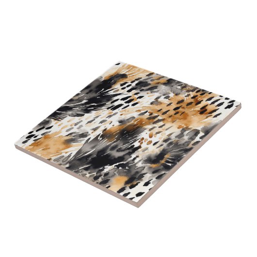 Chic Black Peach White Leopard Animal Print Fliese (Seite)