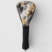 Chic Black Peach White Leopard Animal Print Golf Headcover (Vorderseite)
