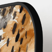 Chic Black Peach White Leopard Animal Print Pickleball Schläger (Linke Seite)