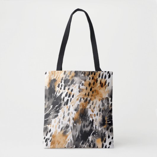 Chic Black Peach White Leopard Animal Print Tasche (Vorderseite)