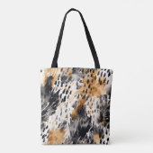 Chic Black Peach White Leopard Animal Print Tasche (Rückseite)