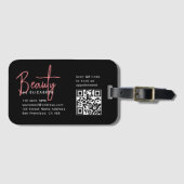Chic Black Pink Beauty Beruflich QR Code Gepäckanhänger (Vorderseite (Horizontal))