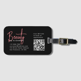 Chic Black Pink Beauty Beruflich QR Code Gepäckanhänger