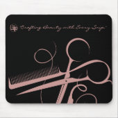 Chic Black Pink Fairstylist Tools Logo Motto Mousepad (Vorne)