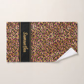 Chic Black Pink Gold Leopard Print Personalisiert Badhandtuch Set (Handtuch)